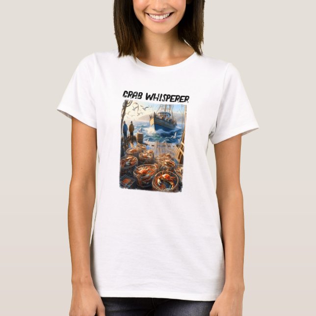 Twilight Harvest Fishermen Collecting Crabs T-Shirt (Front)