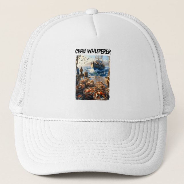 Twilight Harvest Fishermen Collecting Crabs Trucker Hat (Front)