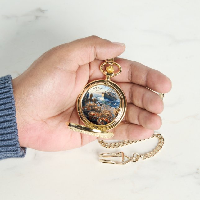 Twilight Harvest Fishermen Collecting Crabs Watch (Hand)