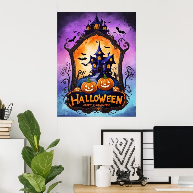 Twilight Haunt: A Whimsical Halloween Adventure Poster (Home Office)
