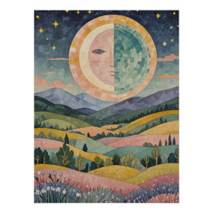 Twilight Hillside Poster