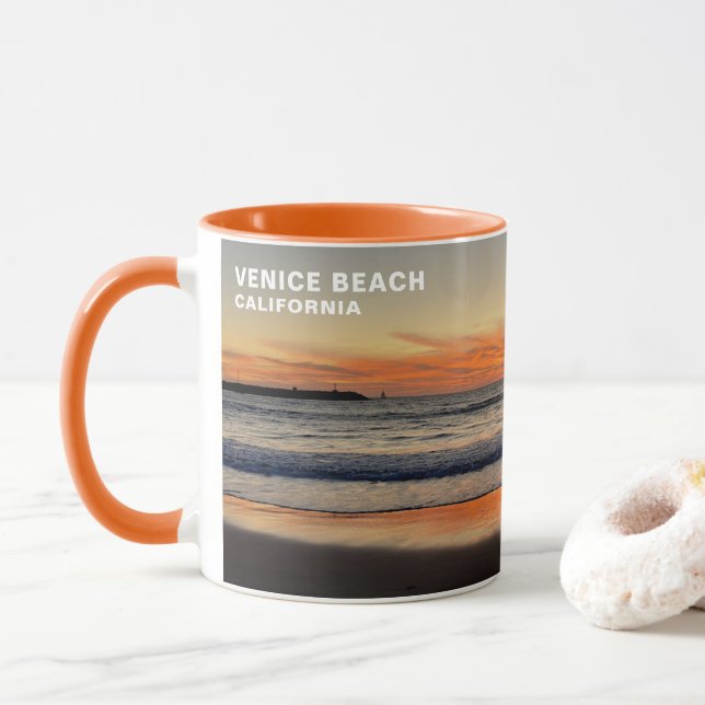 Twilight Hour Sunset - Venice Beach, CA Mug (With Donut)