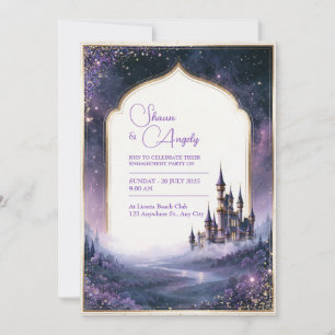Twilight Lavender Castle Wedding Invitation