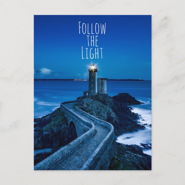 Twilight Lighthouse Follow the Light Postcard (Front)