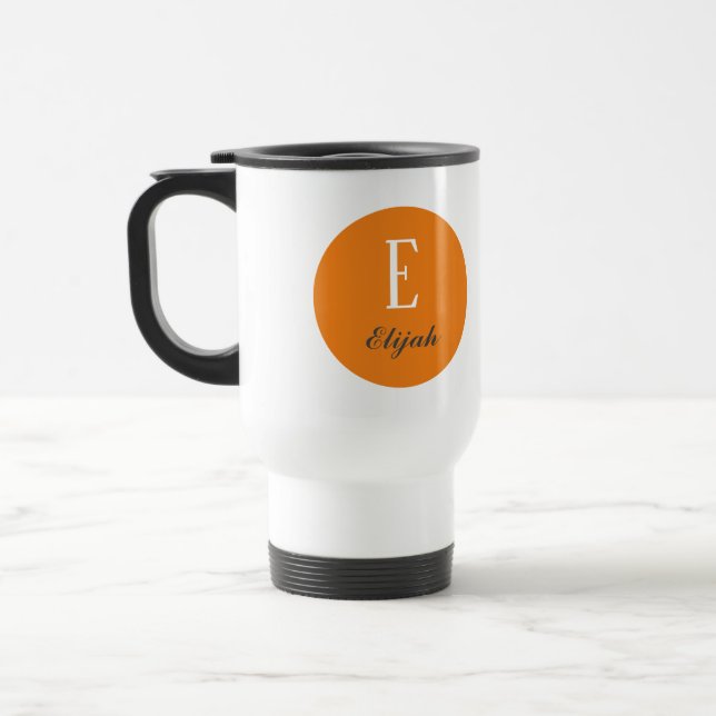 Twilight monogram customized name and initial travel mug (Left)