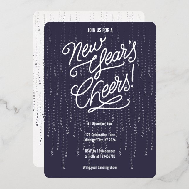 Twilight New Years Cheers Foil Invitation (Front/Back)