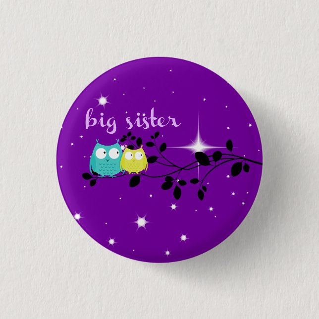 twilight owl "big sister" button!!! 1 inch round button (Front)