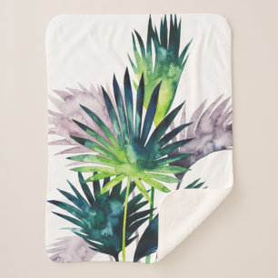 Twilight Palms- Palm Fronds Sherpa Blanket