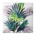 Twilight Palms- Palm Fronds Tile<br><div class="desc">"Twilight Palms III" by Grace Popp. Features tropical greenery in a watercolor style.</div>