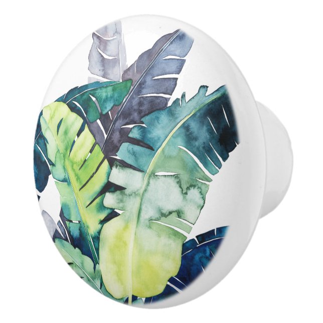Twilight Palms - Palm Leaves Ceramic Knob (Right)