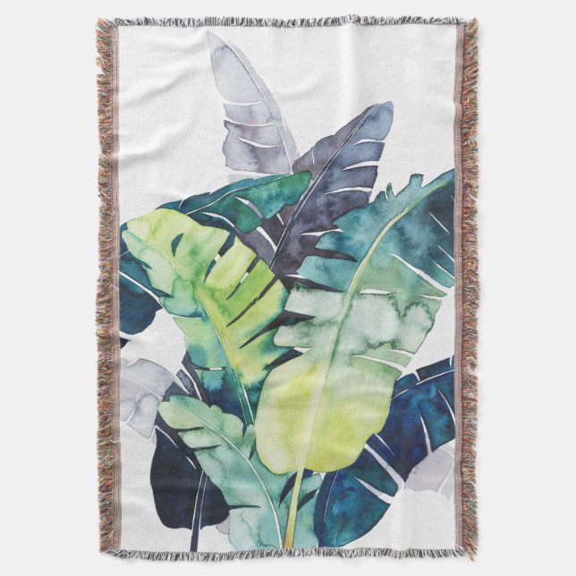 Twilight Palms - Palm Leaves Throw Blanket (Front Vertical)