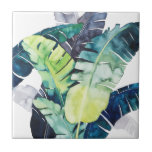 Twilight Palms - Palm Leaves Tile<br><div class="desc">"Twilight Palms II" by Grace Popp. Features a collection of tropical greenery in a watercolor style.</div>