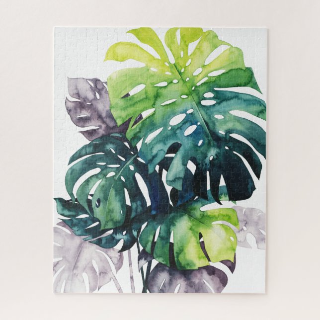 Twilight Palms - Split Leaf Jigsaw Puzzle (Vertical)