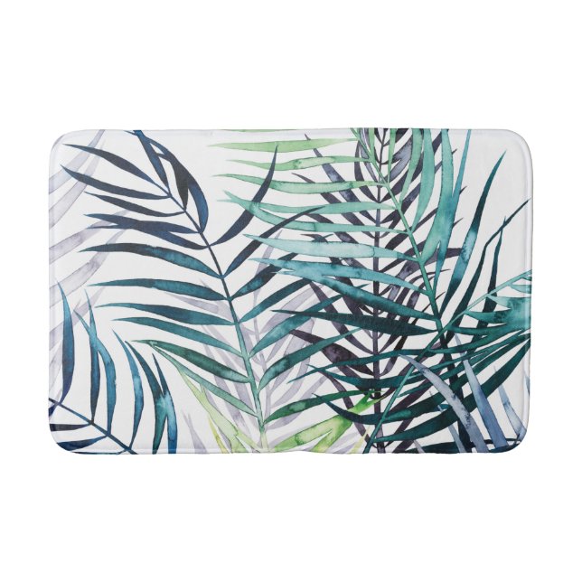 Twilight Palms - Tropical Leaves Bath Mat (Front)