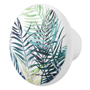 Twilight Palms - Tropical Leaves Ceramic Knob