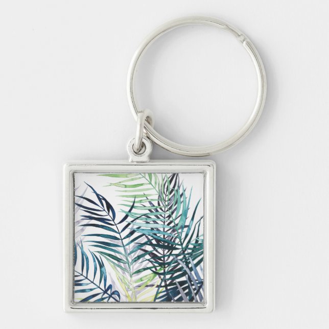 Twilight Palms - Tropical Leaves Keychain (Front)