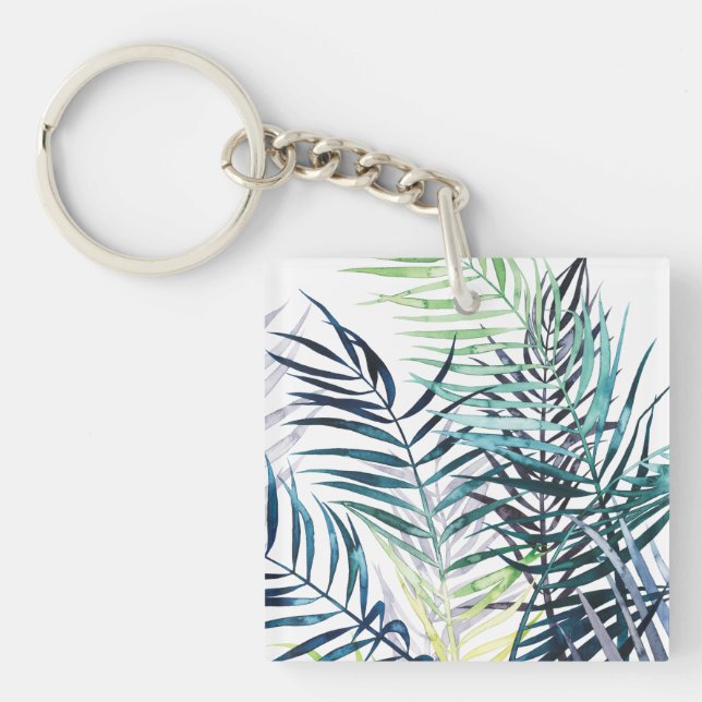 Twilight Palms - Tropical Leaves Keychain (Front)