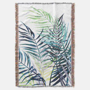 Twilight Palms - Tropical Leaves Throw Blanket