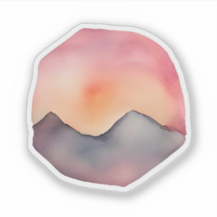 Twilight Peaks: Abstract Watercolor Mountain Scene