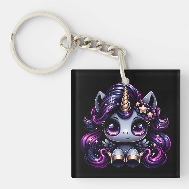 Twilight pony black unicorn glitter keychain (Front)