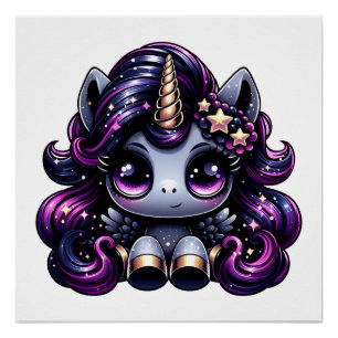 Twilight pony black unicorn glitter poster