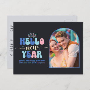 Twilight Pop New Year Retro Modern Blue Photo Holiday Postcard