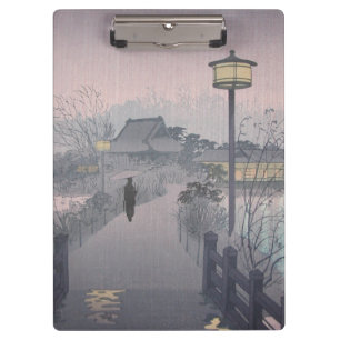 Twilight Rain on Path to Shinobazu in Japan Clipboard