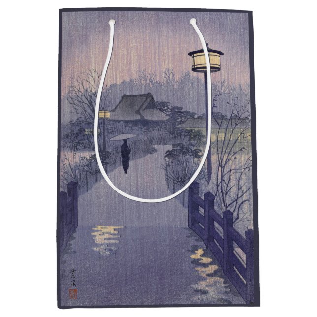 Twilight Rain on Path to Shinobazu in Japan Medium Gift Bag (Front)
