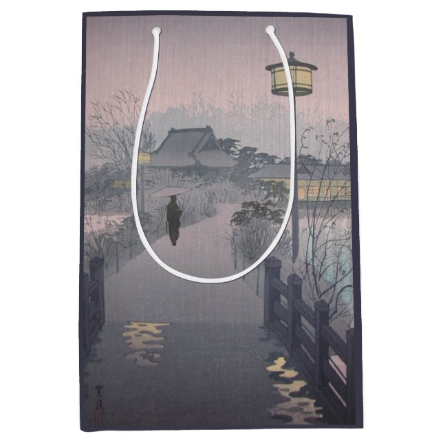 Twilight Rain on Path to Shinobazu in Japan Medium Gift Bag (Front)