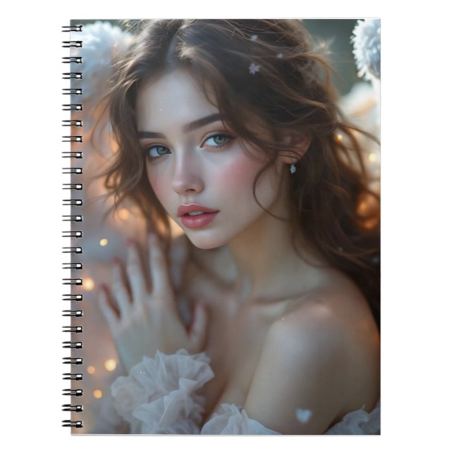 Twilight Seraph – Glowing Angel of Evening Light Notebook (Front)