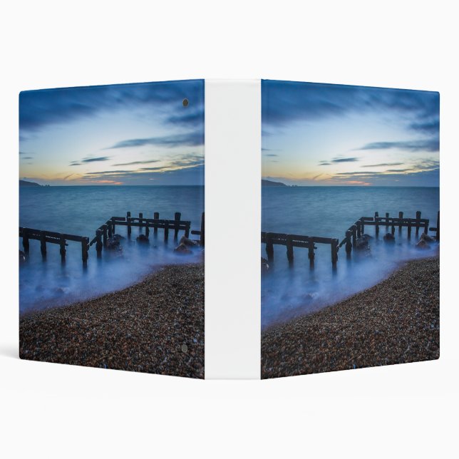 Twilight Sky Over Shoreline and Breakwaters Binder (Background)