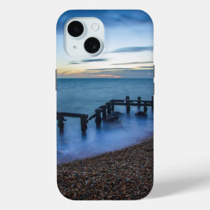 Twilight Sky Over Shoreline and Breakwaters iPhone 15 Case
