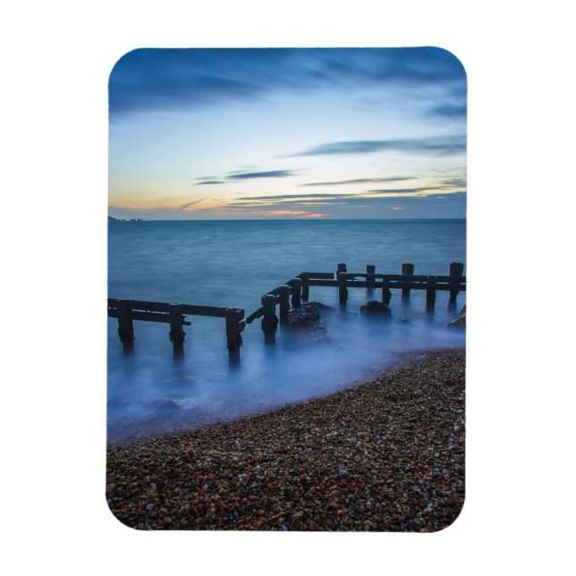 Twilight Sky Over Shoreline and Breakwaters Magnet (Vertical)