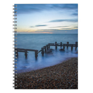 Twilight Sky Over Shoreline and Breakwaters Notebook
