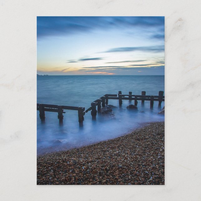 Twilight Sky Over Shoreline and Breakwaters Postcard (Front)