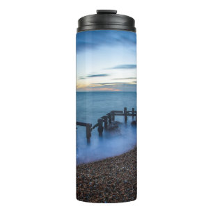 Twilight Sky Over Shoreline and Breakwaters Thermal Tumbler