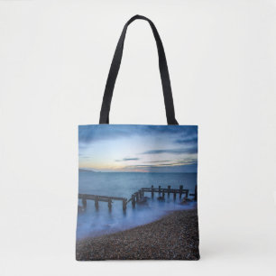 Twilight Sky Over Shoreline and Breakwaters Tote Bag