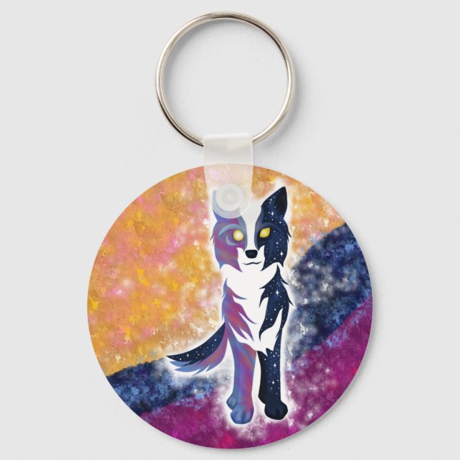 Twilight Sky Wolf Keychain (Front)