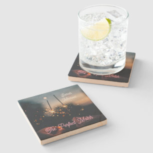 Twilight Spark Romance – Elegant Wedding Sparkler  Stone Coaster