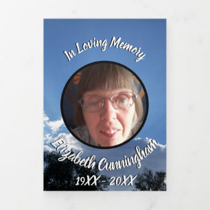 Twilight Sun Rays Five Photo Memorial  Tri-Fold Announcement