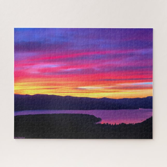 Twilight Symphony: Painted Sky over Newfound Lake Jigsaw Puzzle (Horizontal)