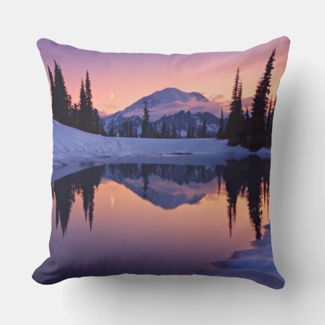 Twilight, Tarn and Crescent Moon Throw Pillow (Front)