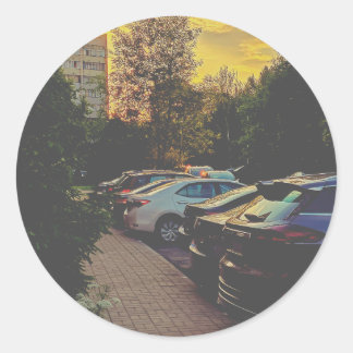 Twilight Urban Round Sticker – Customizable