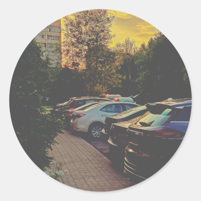 Twilight Urban Round Sticker – Customizable (Front)