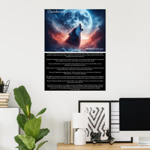 Twilight Wisdom with Howling Wolf Poster