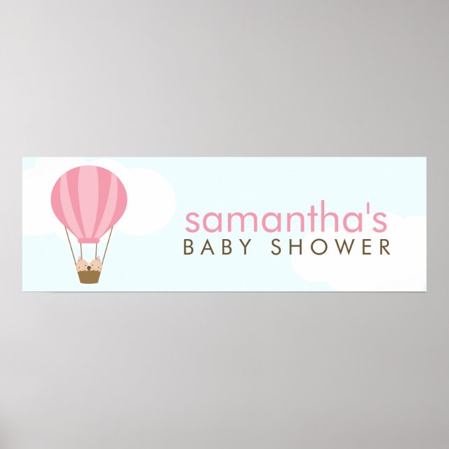 Twin Babies in a Balloon Baby Shower Poster (Front)