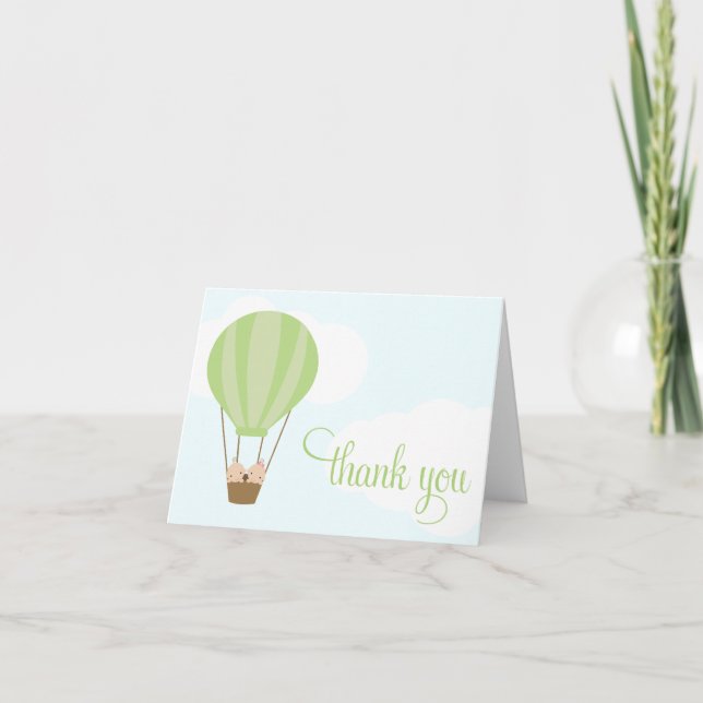 Twin Babies in a Balloon Thank You Card (Front)