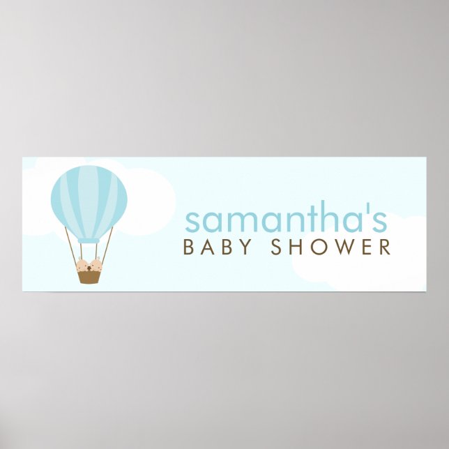 Twin Babies in a Green Hot Air Balloon Poster (Front)