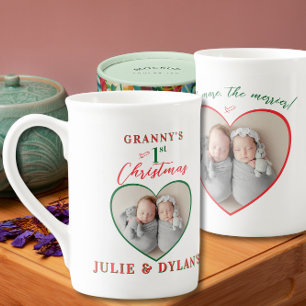 Twin Babies Merrier 1st Christmas Grandparent Gift Bone China Mug