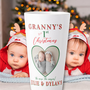 Twin Babies Merrier 1st Christmas Grandparent Gift Latte Mug